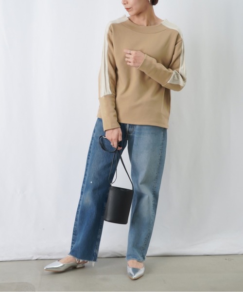 LUCA/LADY LUCK LUCA（ルカ/レディラックルカ）の「LC/LLL 裏毛ラインプルオーバー / 配色リブデザインモックネックプルオーバー（Tシャツ/カットソー・レディース・ライトベージュ/グレー/ブラック・FREE）」の20枚目の写真