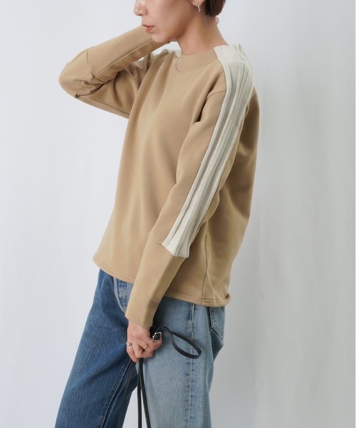 LUCA/LADY LUCK LUCA（ルカ/レディラックルカ）の「LC/LLL 裏毛ラインプルオーバー / 配色リブデザインモックネックプルオーバー（Tシャツ/カットソー・レディース・ライトベージュ/グレー/ブラック・FREE）」の14枚目の写真