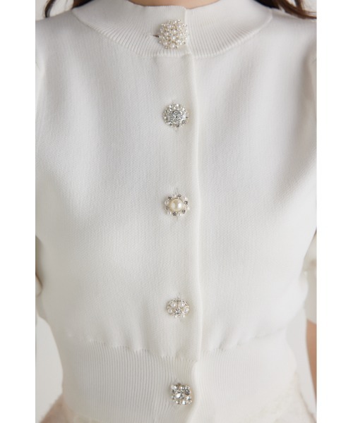 rienda（リエンダ）の「2WAYビジューニットカーデトップス 春服（カーディガン/ボレロ・レディース・ブラック/ホワイト/ピンク/ライトグレー・FREE）」の9枚目の写真