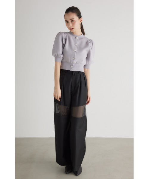 2WAYビジューツイードパターンニットカーデトップス　rienda セール】2WAYビジューニットカーデトップス 春服（カーディガン