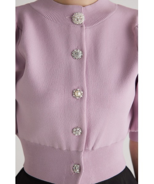 rienda（リエンダ）の「2WAYビジューニットカーデトップス 春服（カーディガン/ボレロ・レディース・ブラック/ホワイト/ピンク/ライトグレー・FREE）」の5枚目の写真