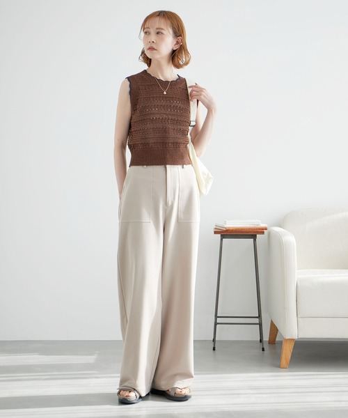 ROPE' PICNIC（ロペピクニック）の「セットアップ対応/透かし編みテープヤーンクロップドニットプルオーバー（ニット/セーター・レディース・ホワイト系その他5/ブラック系その他/ブラウン系その他2/レッド系その他・38）」の15枚目の写真