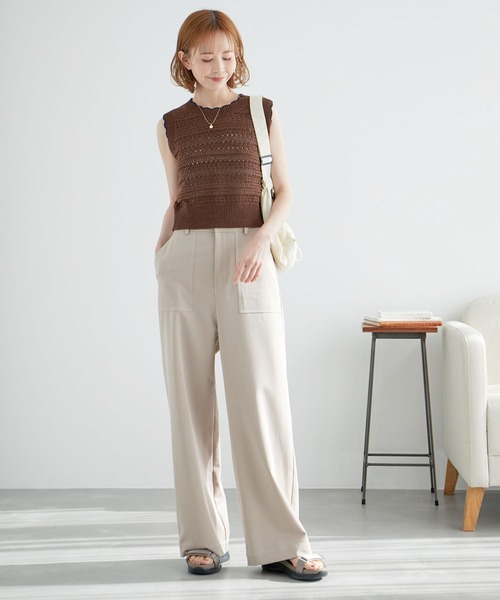 ROPE' PICNIC（ロペピクニック）の「セットアップ対応/透かし編みテープヤーンクロップドニットプルオーバー（ニット/セーター・レディース・ホワイト系その他5/ブラック系その他/ブラウン系その他2/レッド系その他・38）」の16枚目の写真