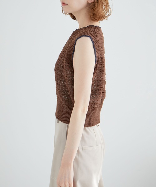 セール】セットアップ対応/透かし編みテープヤーンクロップド