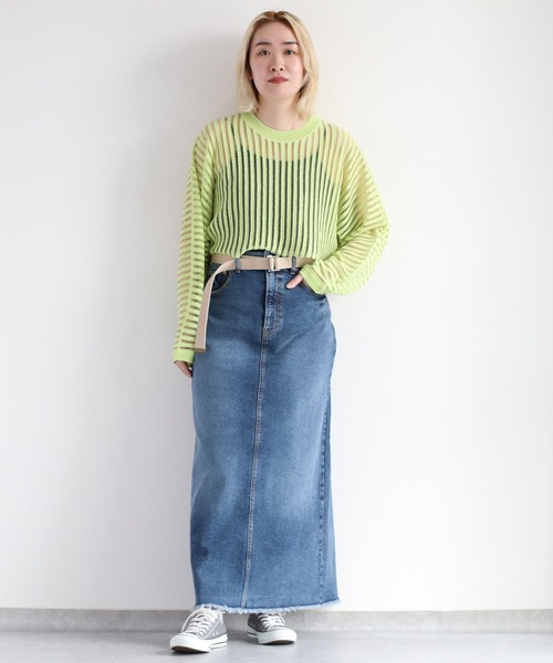 cepo(セポ)の「ベルト付きデニムクラッシュスカート<セットアップ可能>(デニムスカート・レディース・ブルー系2/ブルー系3・S/M/L)」の8枚目の写真