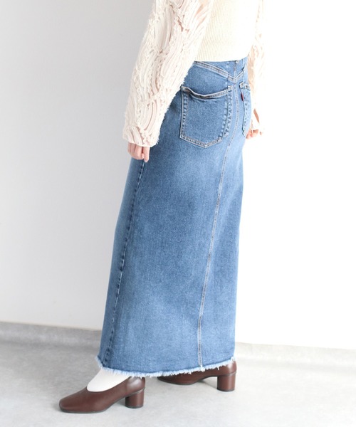 cepo(セポ)の「ベルト付きデニムクラッシュスカート<セットアップ可能>(デニムスカート・レディース・ブルー系2/ブルー系3・S/M/L)」の4枚目の写真