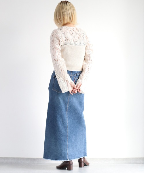 cepo(セポ)の「ベルト付きデニムクラッシュスカート<セットアップ可能>(デニムスカート・レディース・ブルー系2/ブルー系3・S/M/L)」の7枚目の写真