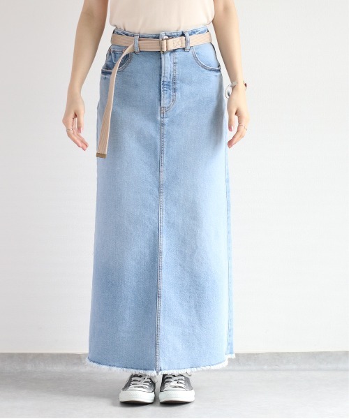 cepo(セポ)の「ベルト付きデニムクラッシュスカート<セットアップ可能>(デニムスカート・レディース・ブルー系2/ブルー系3・S/M/L)」の15枚目の写真