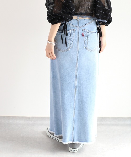 cepo(セポ)の「ベルト付きデニムクラッシュスカート<セットアップ可能>(デニムスカート・レディース・ブルー系2/ブルー系3・S/M/L)」の14枚目の写真