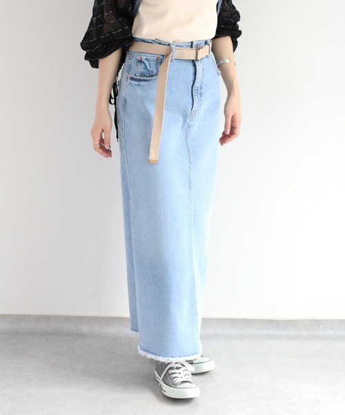 cepo(セポ)の「ベルト付きデニムクラッシュスカート<セットアップ可能>(デニムスカート・レディース・ブルー系2/ブルー系3・S/M/L)」の11枚目の写真