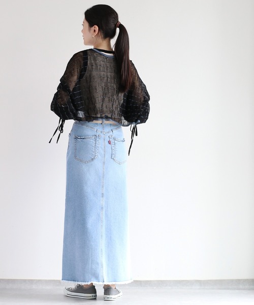cepo(セポ)の「ベルト付きデニムクラッシュスカート<セットアップ可能>(デニムスカート・レディース・ブルー系2/ブルー系3・S/M/L)」の18枚目の写真