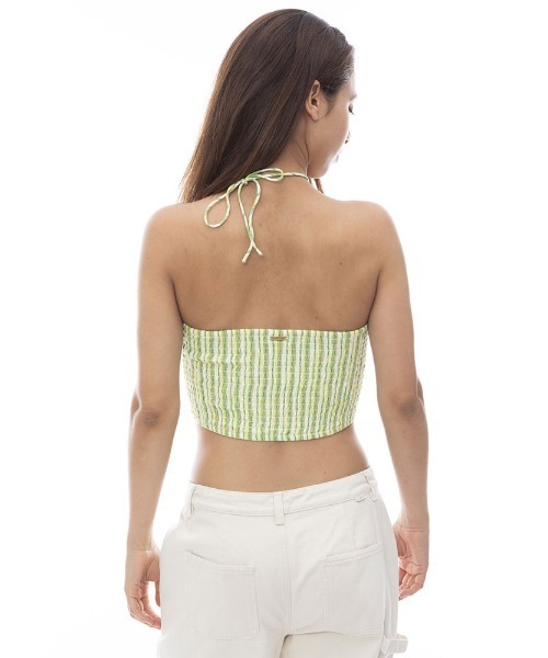 BILLABONG(ビラボン)の「BILLABONG レディース BRIGHT SIDE TOP【2024年春夏モデル】/ビラボンストライプギャザートップス(その他トップス・レディース・グリーン系その他・MEDIUM)」の5枚目の写真