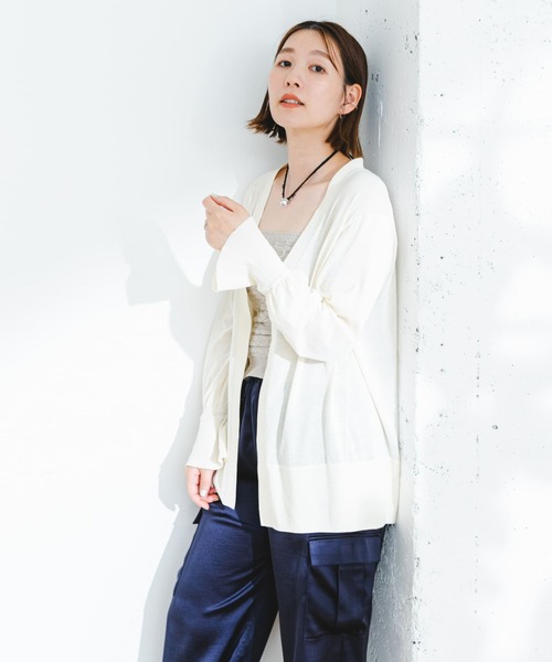 F by ROSSO（エフバイロッソ）の「F by ROSSO　UVCUTウォッシャブルカーディガン（カーディガン/ボレロ・レディース・ネイビー/オフホワイト/ライトグレー・FREE）」の10枚目の写真
