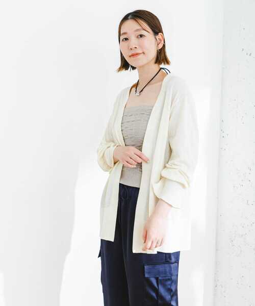 F by ROSSO（エフバイロッソ）の「F by ROSSO　UVCUTウォッシャブルカーディガン（カーディガン/ボレロ・レディース・ネイビー/オフホワイト/ライトグレー・FREE）」の11枚目の写真