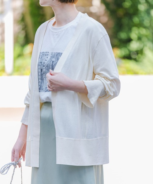 F by ROSSO（エフバイロッソ）の「F by ROSSO　UVCUTウォッシャブルカーディガン（カーディガン/ボレロ・レディース・ネイビー/オフホワイト/ライトグレー・FREE）」の14枚目の写真