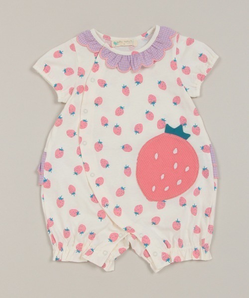 baby cheer（ベイビーチアー）の「いちごショートオール（ロンパース・キッズ・ピンク/レッド・80ｃｍ/70cm）」の13枚目の写真