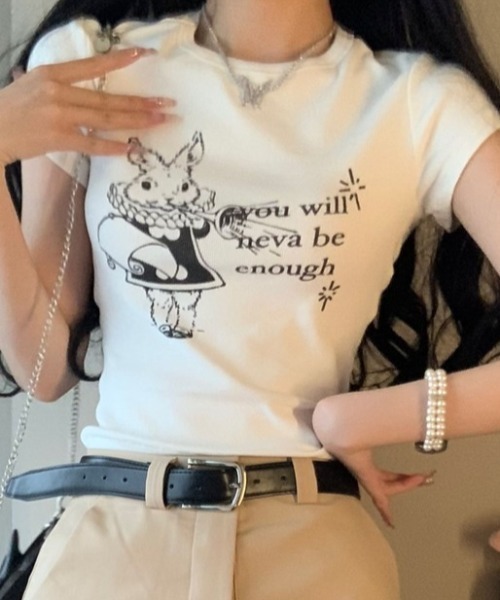 Vipoa(ヴィポア)の「RETRO RABBIT CROP TEE(Tシャツ/カットソー・レディース・ホワイト・FREE)」の12枚目の写真