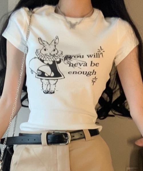 Vipoa(ヴィポア)の「RETRO RABBIT CROP TEE(Tシャツ/カットソー・レディース・ホワイト・FREE)」の13枚目の写真