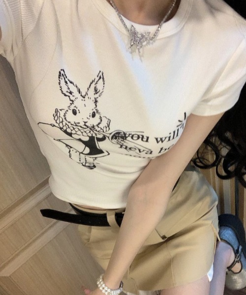Vipoa(ヴィポア)の「RETRO RABBIT CROP TEE(Tシャツ/カットソー・レディース・ホワイト・FREE)」の10枚目の写真