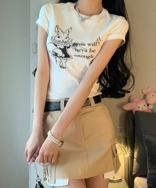 Vipoa(ヴィポア)の「RETRO RABBIT CROP TEE(Tシャツ/カットソー・レディース・ホワイト・FREE)」の14枚目の写真