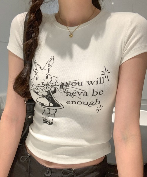 Vipoa(ヴィポア)の「RETRO RABBIT CROP TEE(Tシャツ/カットソー・レディース・ホワイト・FREE)」の7枚目の写真