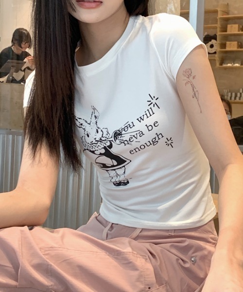 Vipoa(ヴィポア)の「RETRO RABBIT CROP TEE(Tシャツ/カットソー・レディース・ホワイト・FREE)」の9枚目の写真