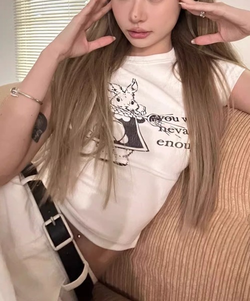 Vipoa(ヴィポア)の「RETRO RABBIT CROP TEE(Tシャツ/カットソー・レディース・ホワイト・FREE)」の15枚目の写真