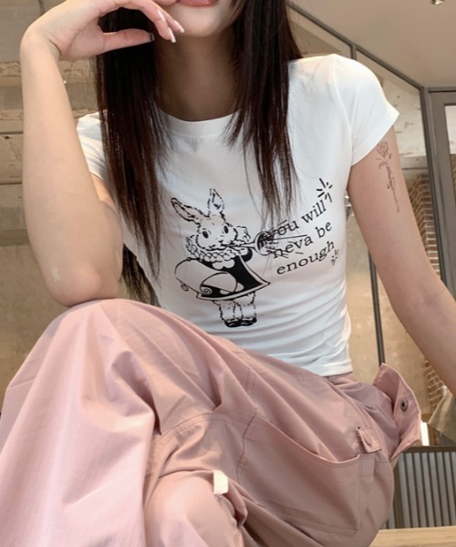 Vipoa(ヴィポア)の「RETRO RABBIT CROP TEE(Tシャツ/カットソー・レディース・ホワイト・FREE)」の16枚目の写真