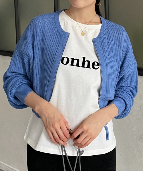 Thevon(ゼボン)の「メッシュジップカーディガン(カーディガン/ボレロ・レディース・オレンジ/アイボリー/ブラック/ブルー・FREE)」の10枚目の写真