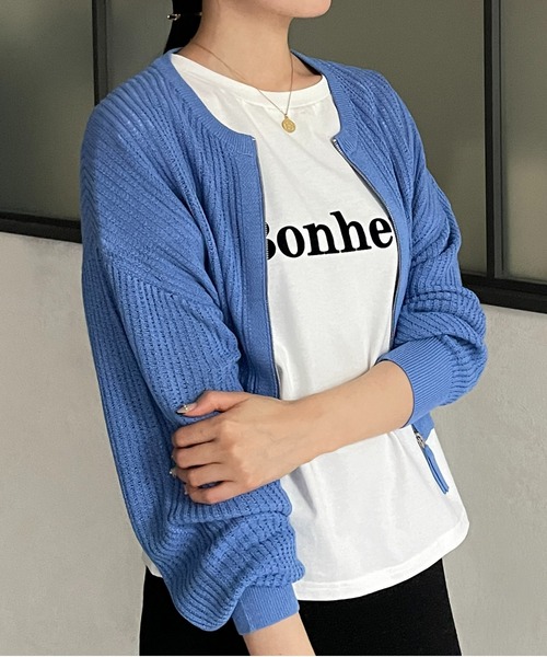 Thevon(ゼボン)の「メッシュジップカーディガン(カーディガン/ボレロ・レディース・オレンジ/アイボリー/ブラック/ブルー・FREE)」の13枚目の写真