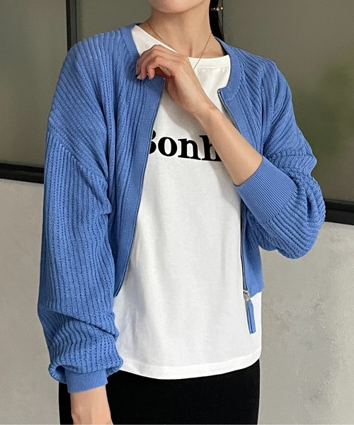 Thevon(ゼボン)の「メッシュジップカーディガン(カーディガン/ボレロ・レディース・オレンジ/アイボリー/ブラック/ブルー・FREE)」の14枚目の写真