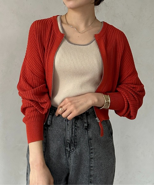 Thevon(ゼボン)の「メッシュジップカーディガン(カーディガン/ボレロ・レディース・オレンジ/アイボリー/ブラック/ブルー・FREE)」の18枚目の写真