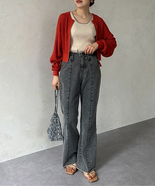 Thevon(ゼボン)の「メッシュジップカーディガン(カーディガン/ボレロ・レディース・オレンジ/アイボリー/ブラック/ブルー・FREE)」の22枚目の写真