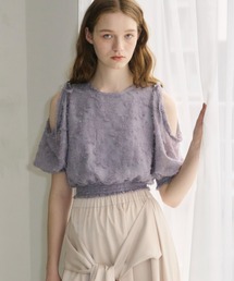 idem | shoulder slit flower blouse/フリンジジャガード袖開きブラウス(シャツ/ブラウス)