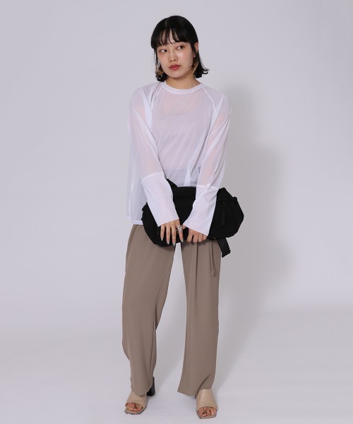 ketty cherie（ケティシェリー）の「チャイナ風デザインベルトタックワイドパンツ≪洗濯機で洗える≫（スラックス・レディース・ベージュ/ブラック・M）」の15枚目の写真