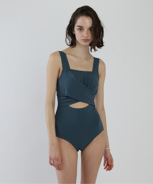 COLONY 2139（コロニートゥーワンスリーナイン）の「カシュクールホールワンピース（水着・レディース・ブラック/ブルー・FREE）」の2枚目の写真