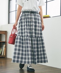 un dix cors | 裾切替チェックスカート(スカート)