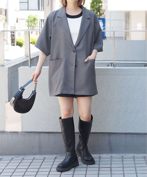 tiptop（ティップトップ）の「[セットアップ対応]リネンライク半袖テーラードジャケット（テーラードジャケット・レディース・アイボリー/チャコールグレー/ブラック/ブラウン・FREE）」の19枚目の写真