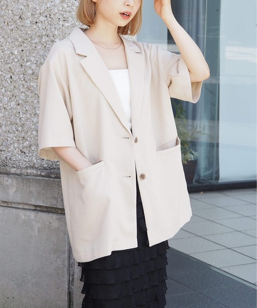 stola.♡試着のみ♡ツイル素材丈短シャツライクジャケット　ピンク　完売品 追加】ツイル素材丈短シャツライクジャケット｜Stola.（ストラ