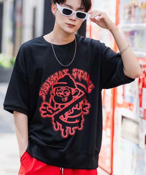 SIDEWAY STANCE（サイドウェイスタンス）の「【SIDEWAY STANCE】プリント 半袖 スウェットシャツ（Tシャツ/カットソー・メンズ・アイボリー系4/パープル系4/ブラック系4/ブラック系2/グレー/アイボリー系3/ブラック/ブルー系3/ブラック系3/ライトグレー系2/グリーン系/ライトグレー系/ライトグレー/ブラック系/アイボリー系2・X-LARGE/LARGE/MEDIUM）」の2枚目の写真