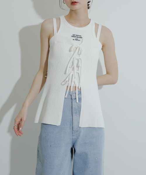 セール】フロントリボンニットキャミソール（キャミソール）｜SENSE OF