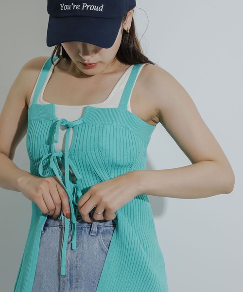 セール】フロントリボンニットキャミソール（キャミソール）｜SENSE OF