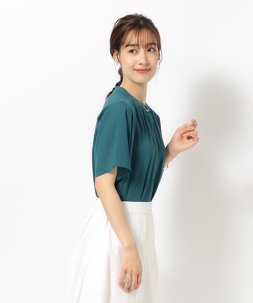 SHOO・LA・RUE（シューラルー）の「◆【洗える】ふんわり さらさら コットンシフォン 半袖ブラウス（シャツ/ブラウス・レディース・ホワイト/イエロー/オレンジ/ネイビー/ブルーグリーン・02/03/04）」の22枚目の写真