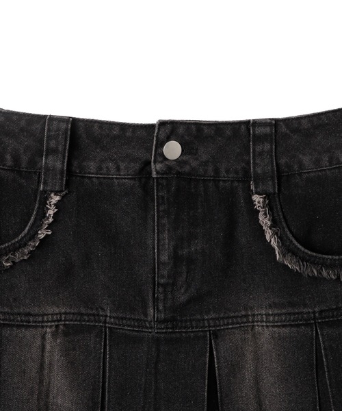 Figments（フィグメンツ）の「プリーツヘムフリンジデニムミニスカート（デニムスカート・レディース・ブラック/インディゴブルー/ブルー系その他/スカイブルー/ブラック系その他・SMALL/MEDIUM）」の13枚目の写真
