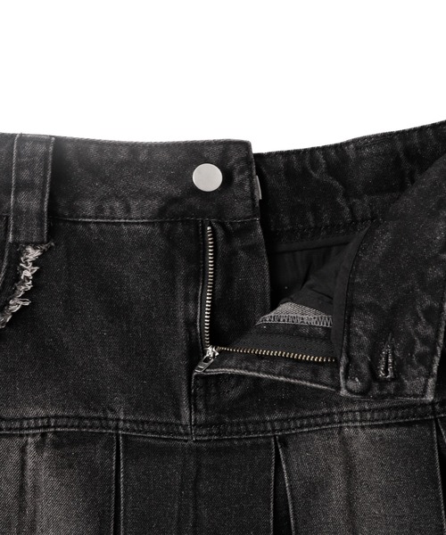 Figments（フィグメンツ）の「プリーツヘムフリンジデニムミニスカート（デニムスカート・レディース・ブラック/インディゴブルー/ブルー系その他/スカイブルー/ブラック系その他・SMALL/MEDIUM）」の12枚目の写真