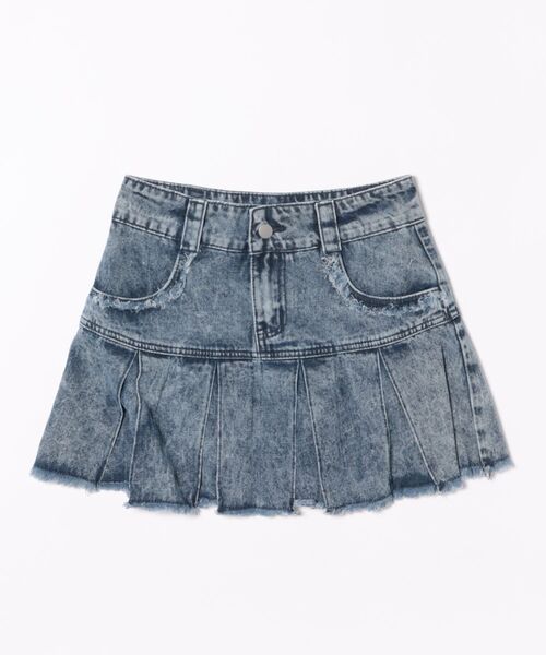 プリーツヘムフリンジデニムミニスカート（デニムスカート）｜Figments
