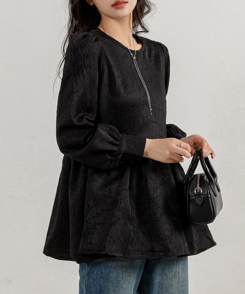 DAY CLOSET(デイ クローゼット)の「レディース 長袖チャイナ刺繍風ペプラムトップス(シャツ/ブラウス・レディース・アイボリー/ブラック/ホワイト・S/M/L)」の17枚目の写真
