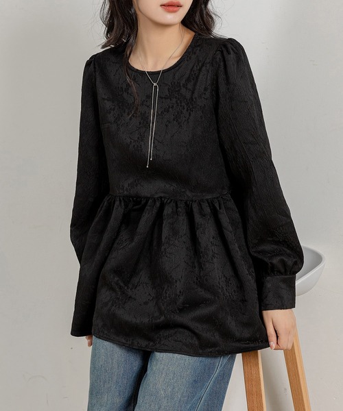 DAY CLOSET(デイ クローゼット)の「レディース 長袖チャイナ刺繍風ペプラムトップス(シャツ/ブラウス・レディース・アイボリー/ブラック/ホワイト・S/M/L)」の18枚目の写真
