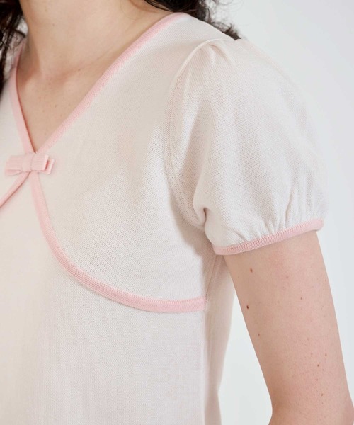 配色 半袖ニットプルオーバー TINA：JOJUN（ニット/セーター）｜TINA：JOJUN（ティーナジョジュン）