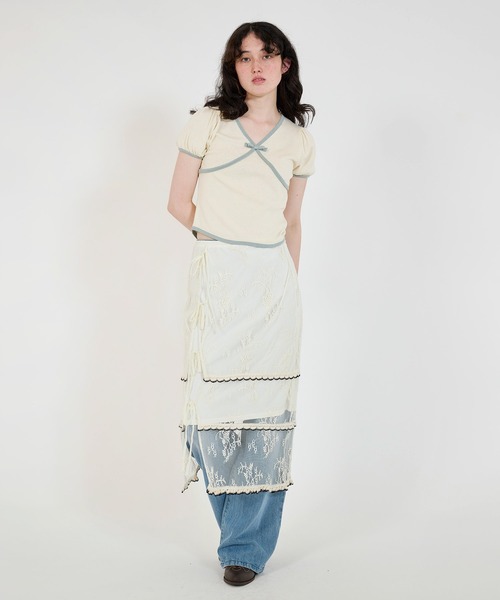 配色 半袖ニットプルオーバー TINA：JOJUN（ニット/セーター）｜TINA：JOJUN（ティーナジョジュン）